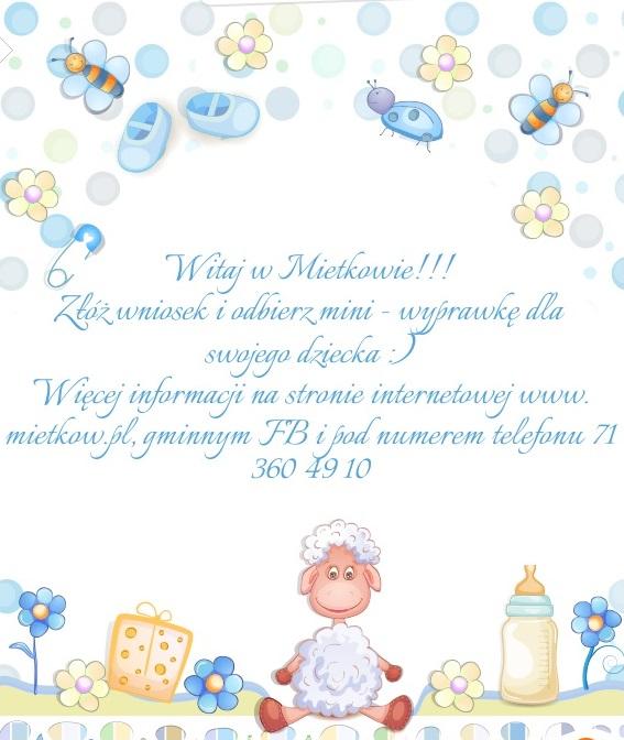 Rusza akcja promocyjna „Witaj w Mietkowie”  -  złóż wniosek i odbierz prezent dla swojego nowonarodzonego dziecka 