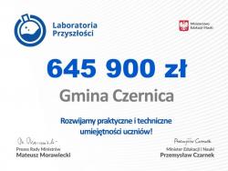 Czernica - Gmina Czernica otrzymała wsparcie w wysokości 645 900 zł