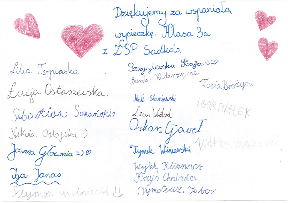 Podziękowanie od uczniów z Sadkowa - Warsztaty ekologiczne podobają się!