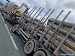 Długołęka - Na drogę spadły kłody przewożonego drewna